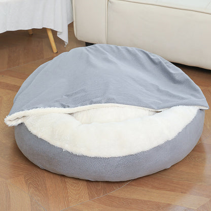 Warm Dog Bed With Hooded Blanket