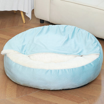 Warm Dog Bed With Hooded Blanket