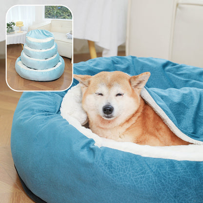 Warm Dog Bed With Hooded Blanket